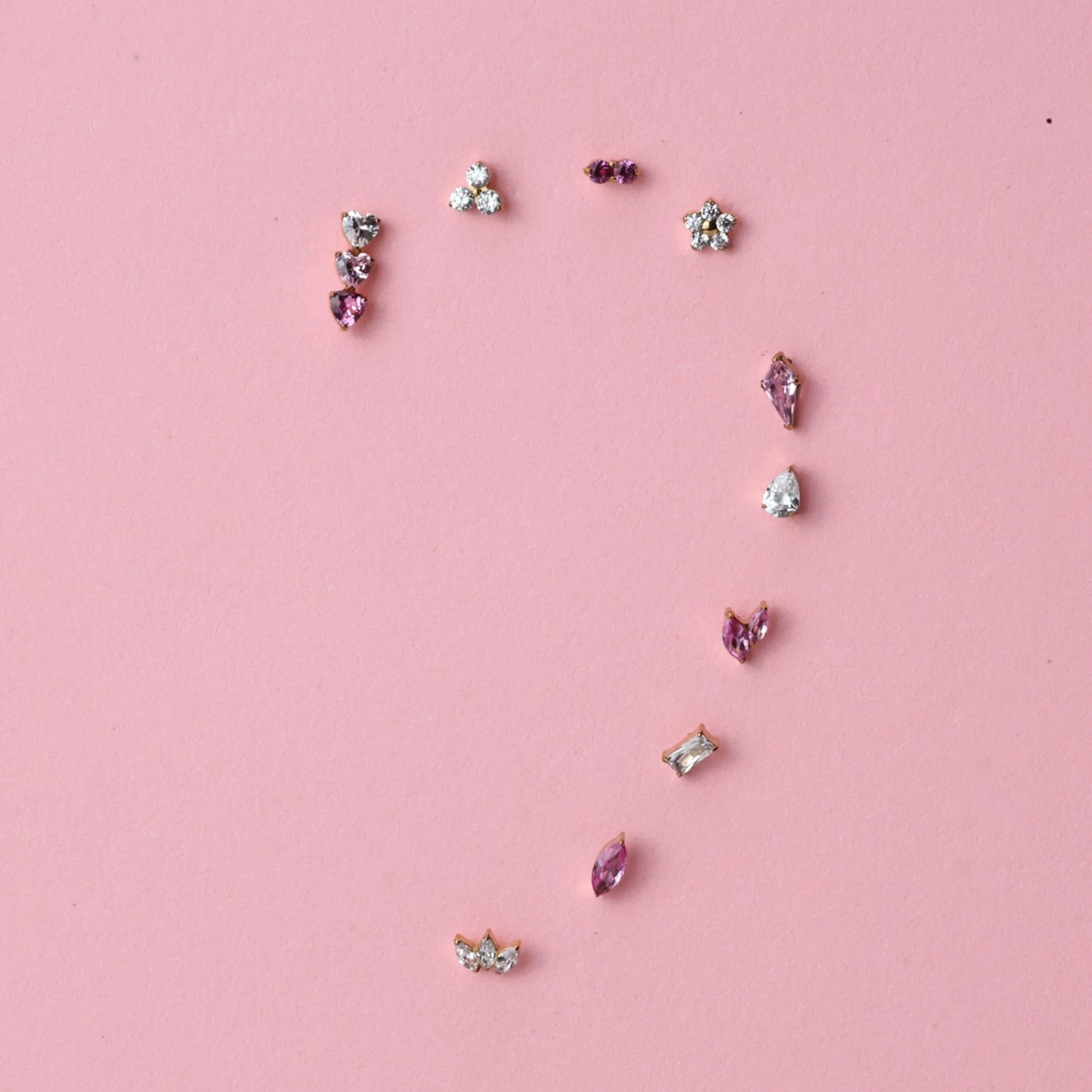 Titanium Adelpha Trio Heart Stud - Gradient Pink