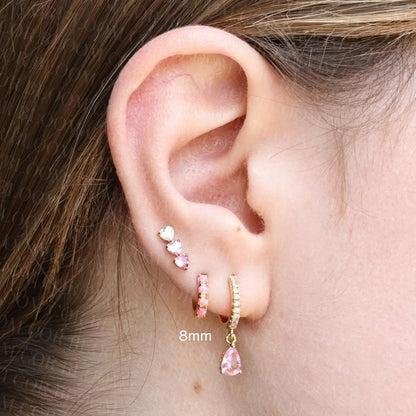 Titanium Adelpha Trio Heart Stud - Gradient Pink